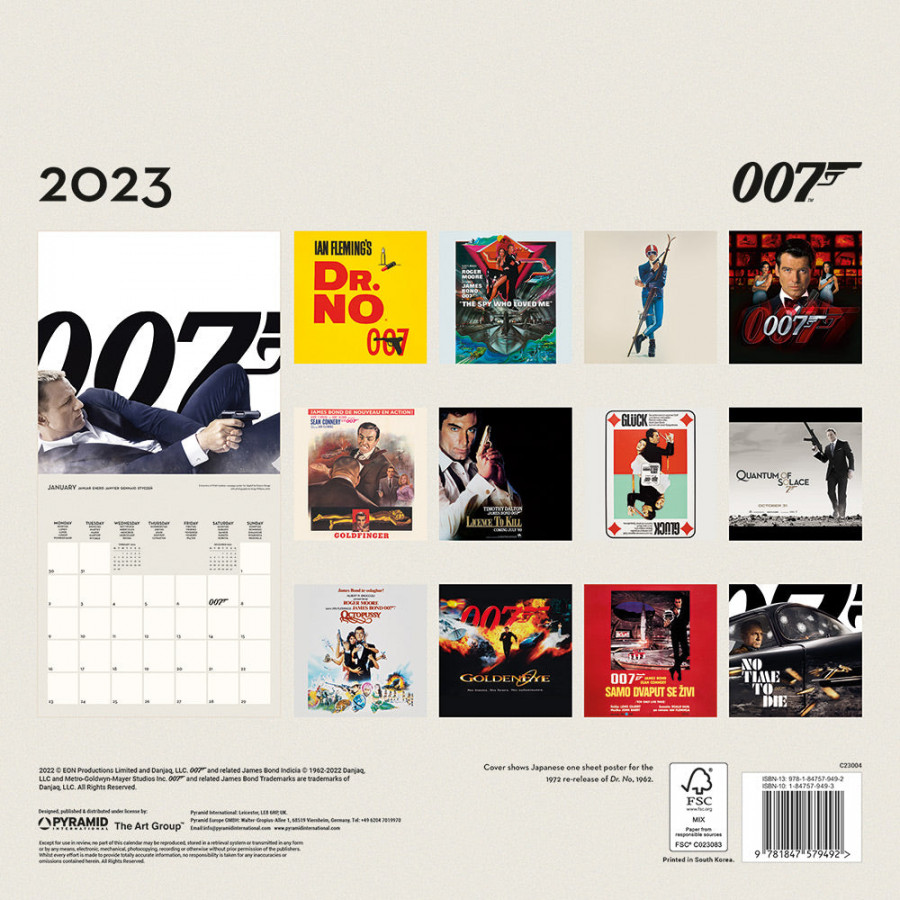 James Bond  Calendar  Official Store