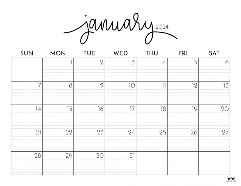 January  Calendars -  FREE Printables  Printabulls