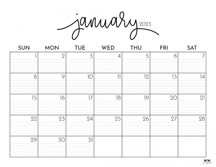January  Calendars -  FREE Printables  Printabulls