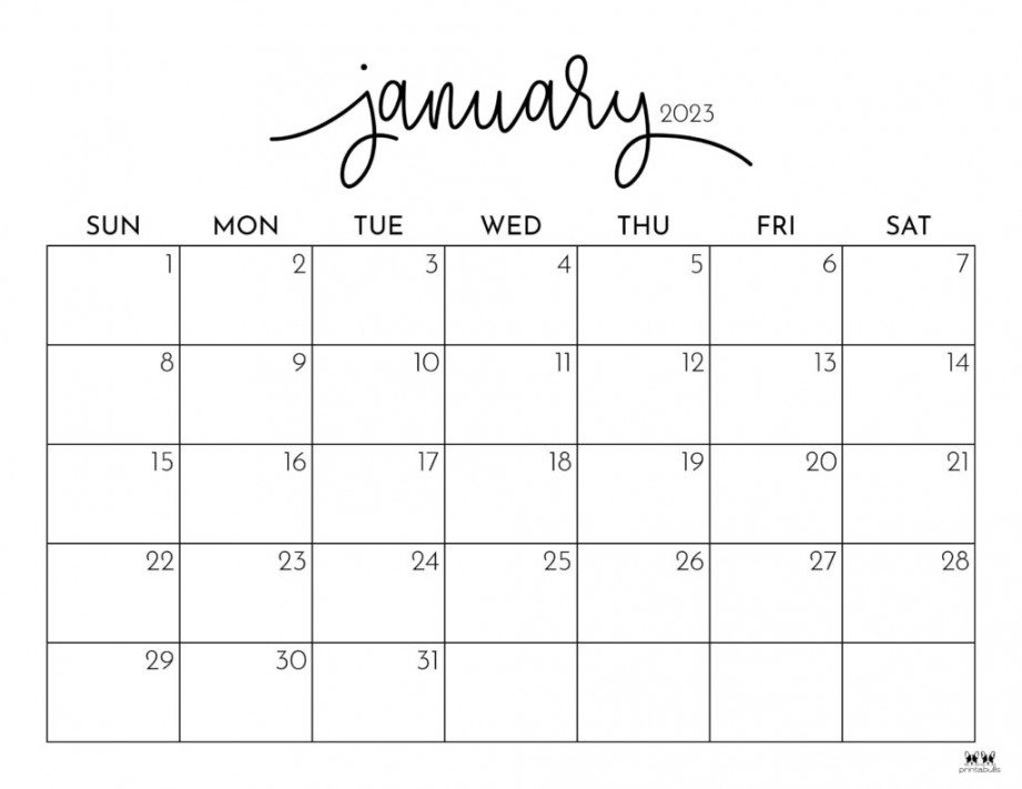 January  Calendars -  FREE Printables  Printabulls