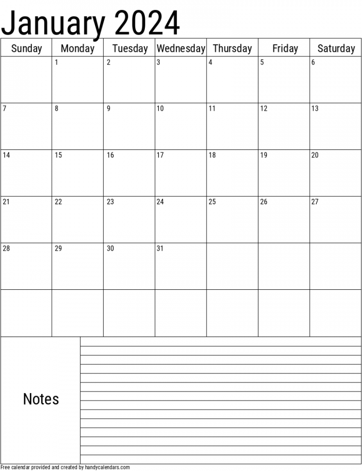 January Calendars - Handy Calendars