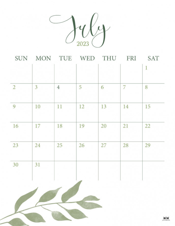 July  Calendars -  FREE Printables  Printabulls