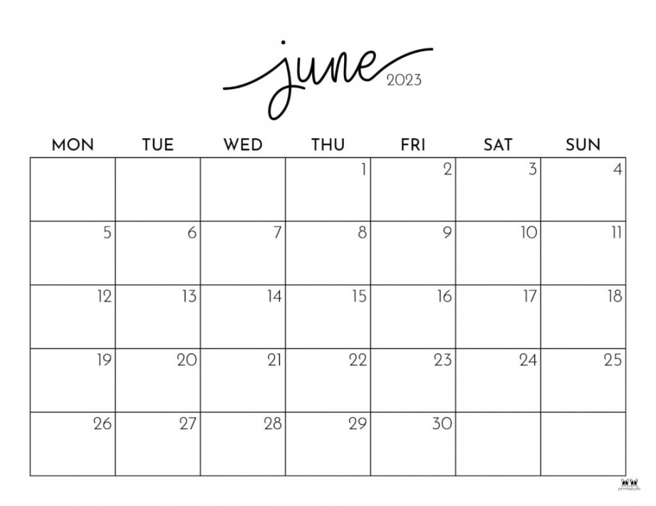June  Calendars -  FREE Printables  Printabulls