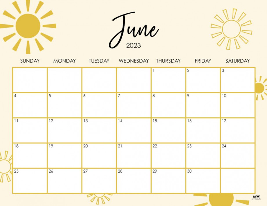 June  Calendars -  FREE Printables  Printabulls