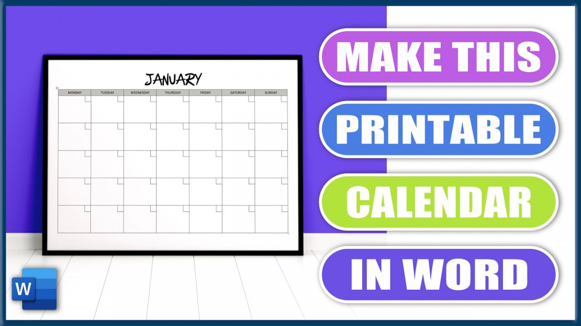 Make this PRINTABLE CALENDAR in WORD  Microsoft Word Tutorials