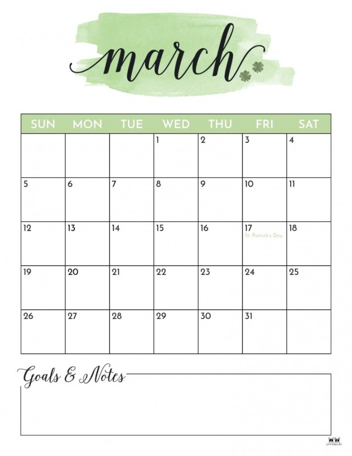 March  Calendars -  FREE Printables  Printabulls