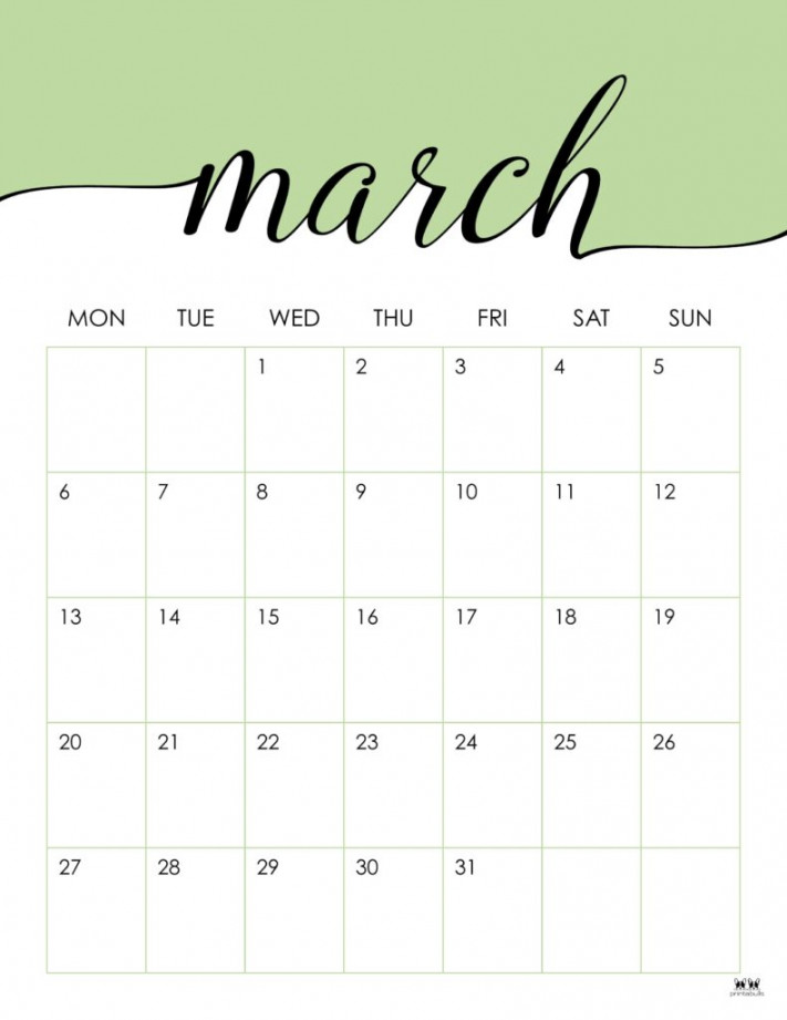 March  Calendars -  FREE Printables  Printabulls