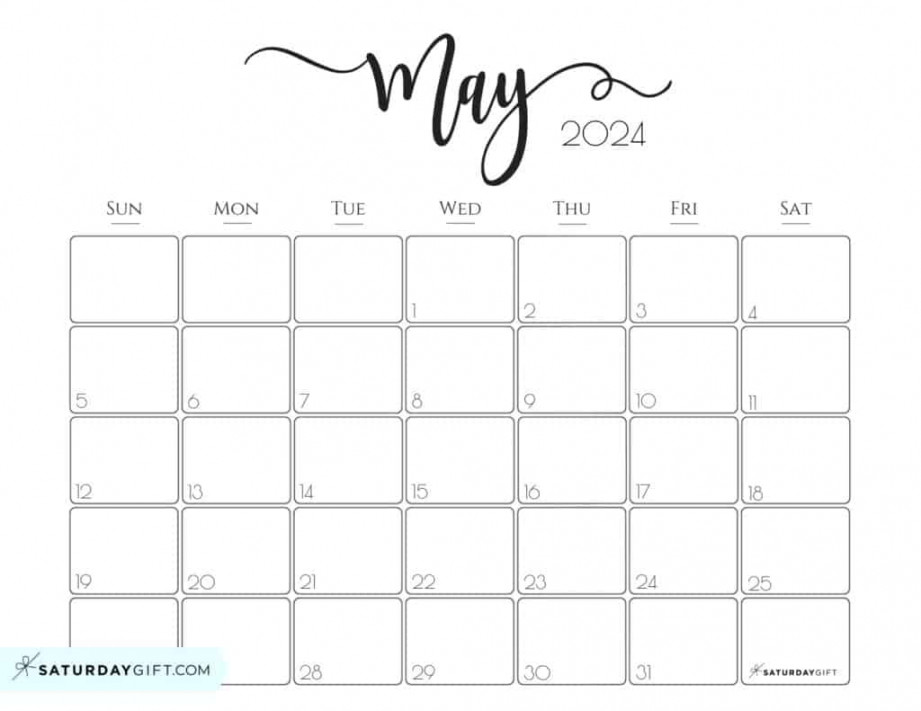 May  Calendar -  Cute & FREE Printables  SaturdayGift