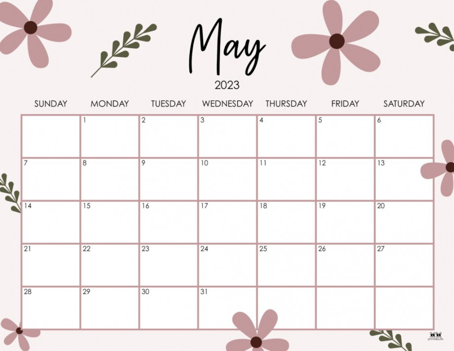 May  Calendars -  FREE Printables  Printabulls