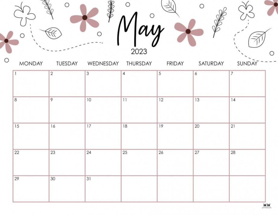 May  Calendars -  FREE Printables  Printabulls