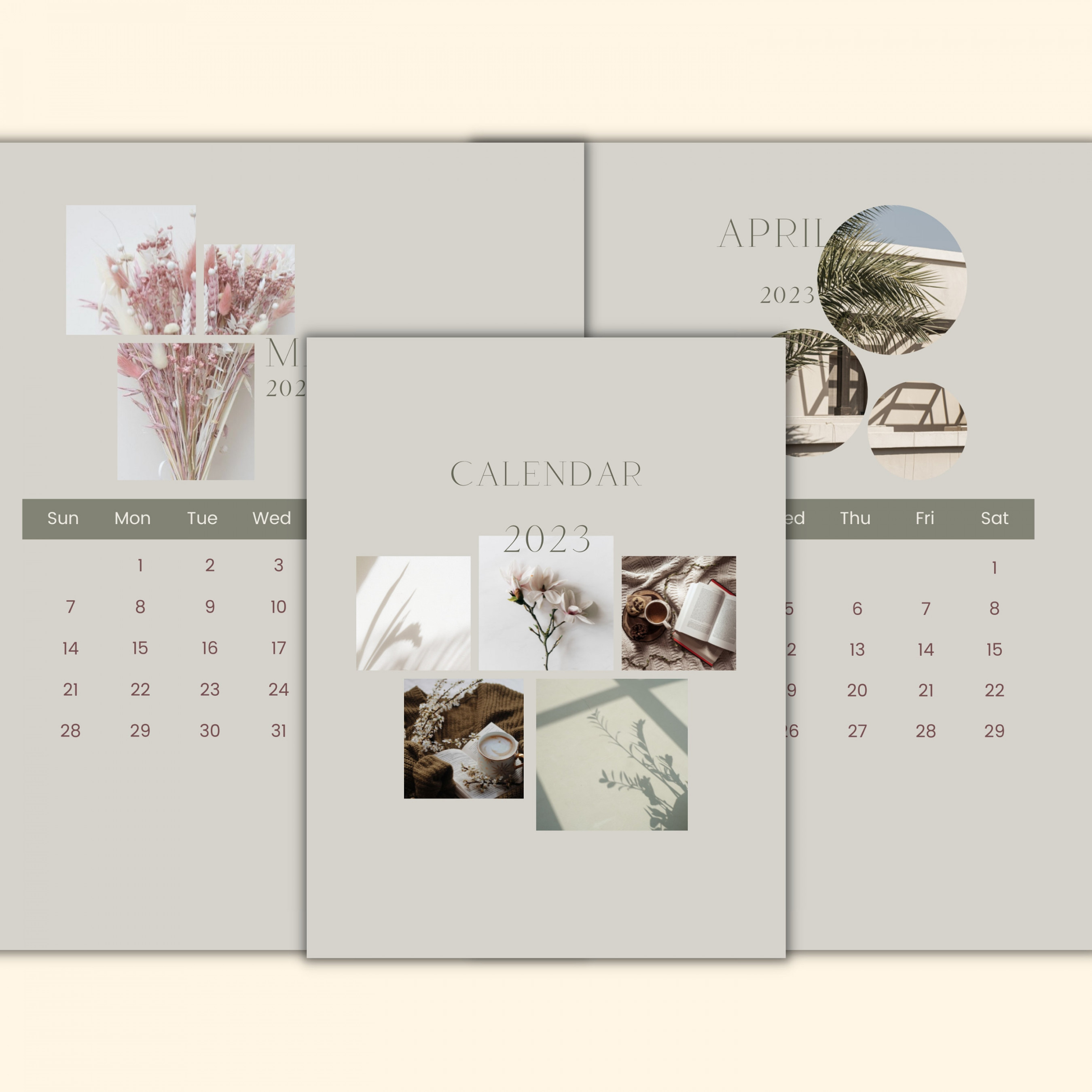 Minimalist  Calendar  Beige aesthetic  printable calendar planner   digital download