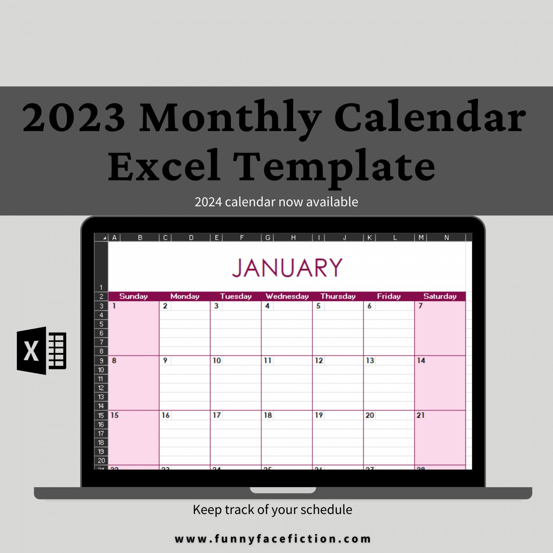 Monthly Calendar Template Excel Excel Monthly Calendar - Etsy