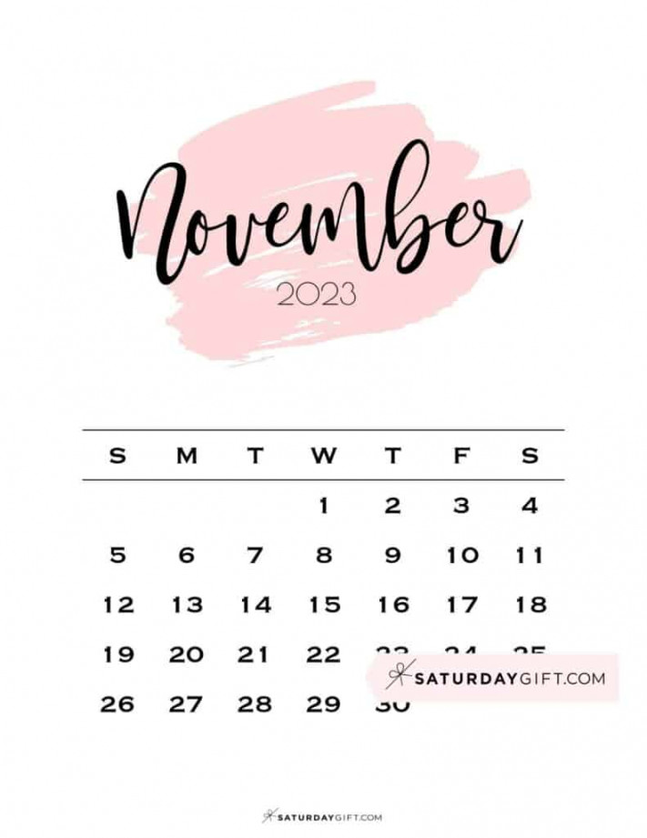 November  Calendar -  Cute & FREE Printables  SaturdayGift