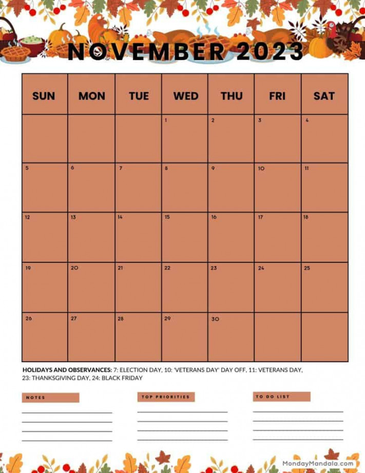 November  Calendar ( Free PDF Printables)