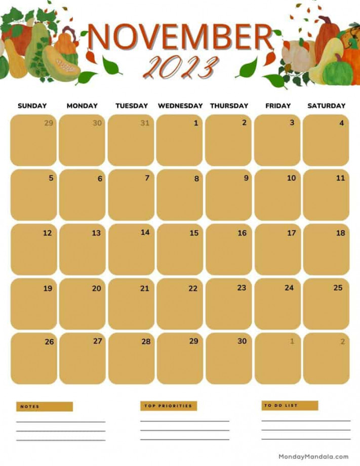 November  Calendar ( Free PDF Printables)