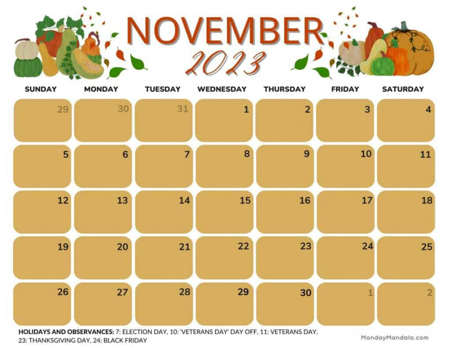 November  Calendar ( Free PDF Printables)