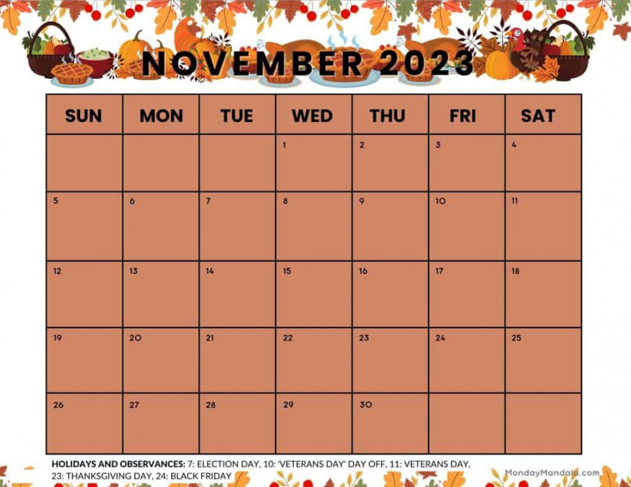 November calendar ( free pdf printables)