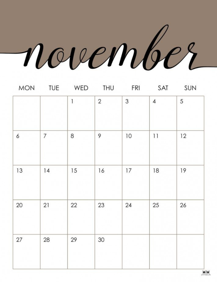 November  Calendars -  FREE Printables  Printabulls in