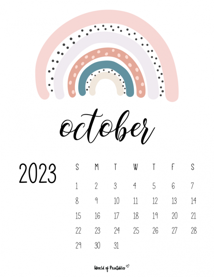 October  Calendars  + Styles - World of Printables