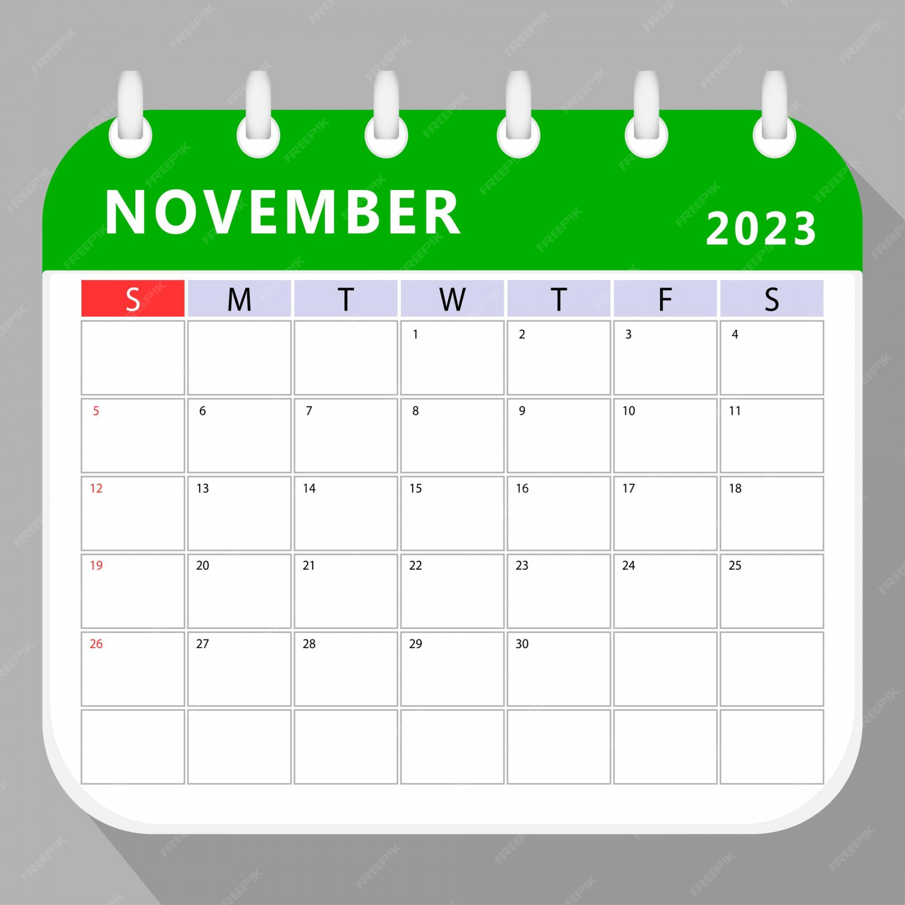 Premium vector november calendar planner template