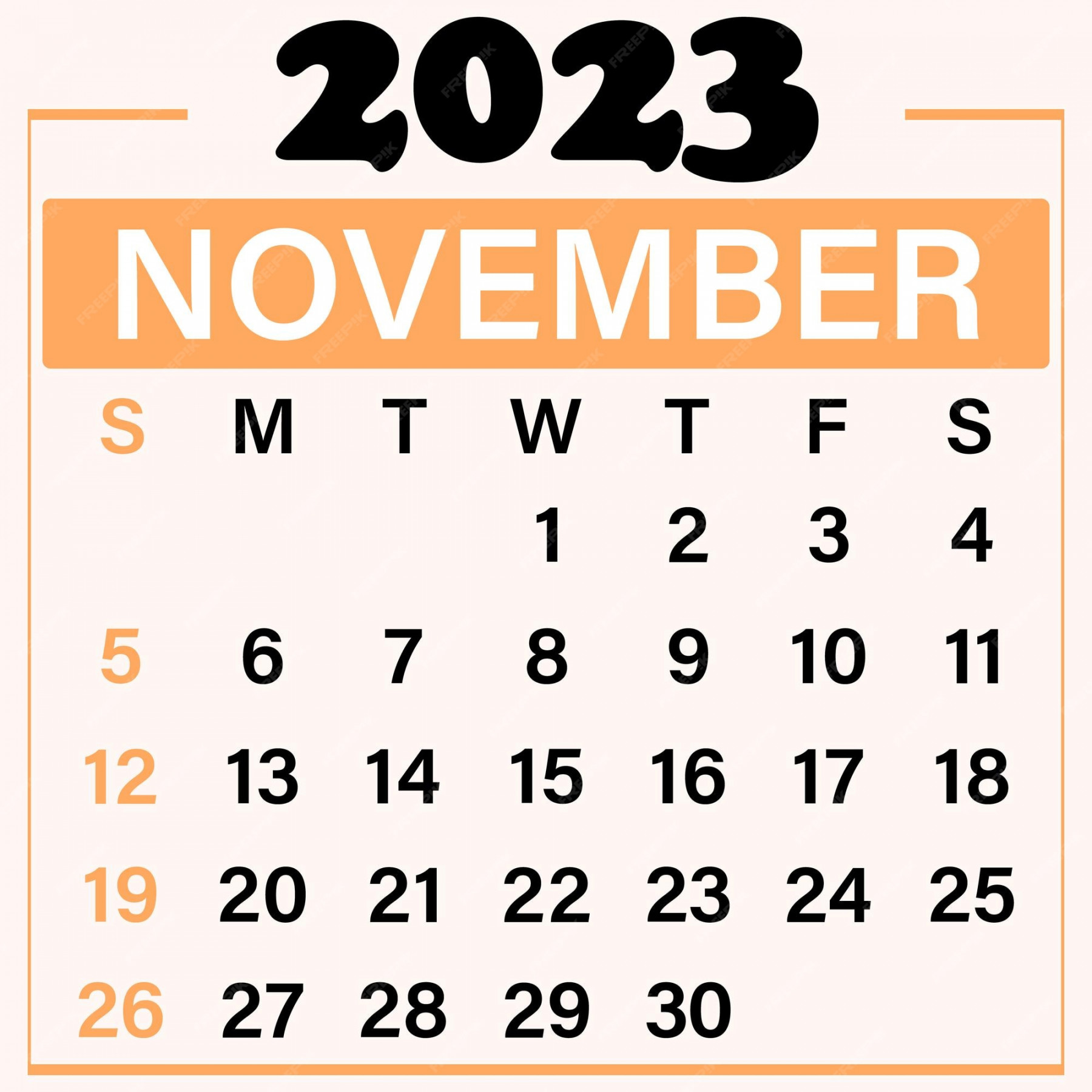 Premium Vector  November  calendar template illustration