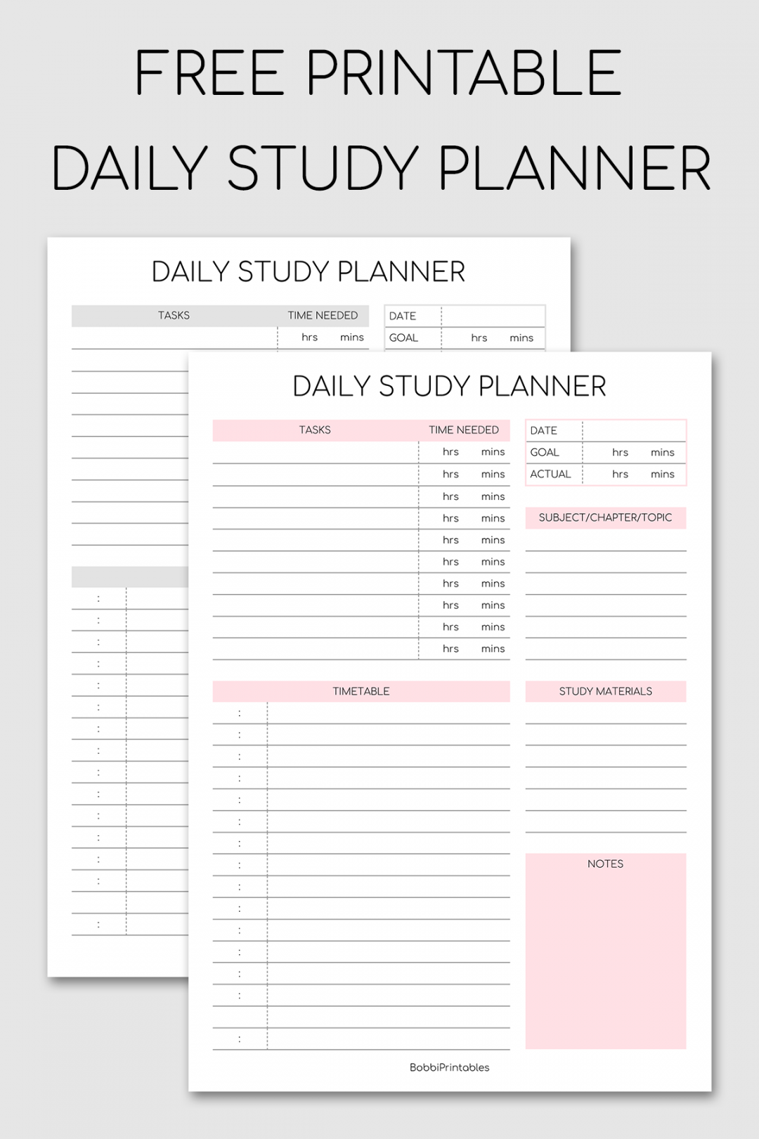 Printable Daily Study Planner  Study planner printable, Study