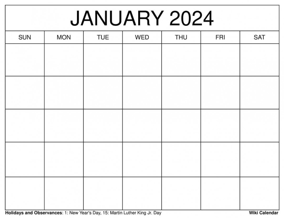 Printable January  Calendar Templates with Holidays