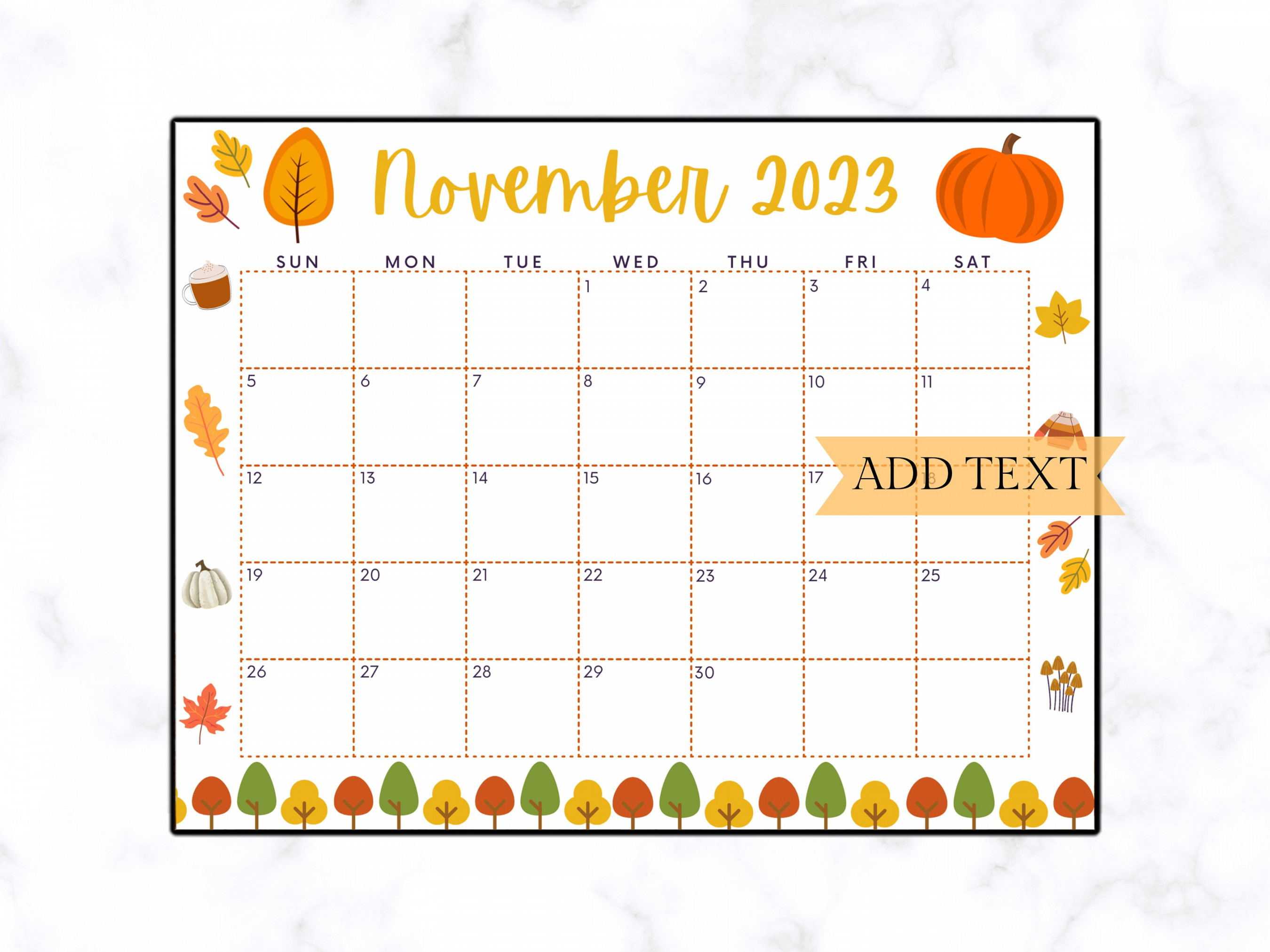 Printable November Calendar  Family Calendar Calendar - Etsy