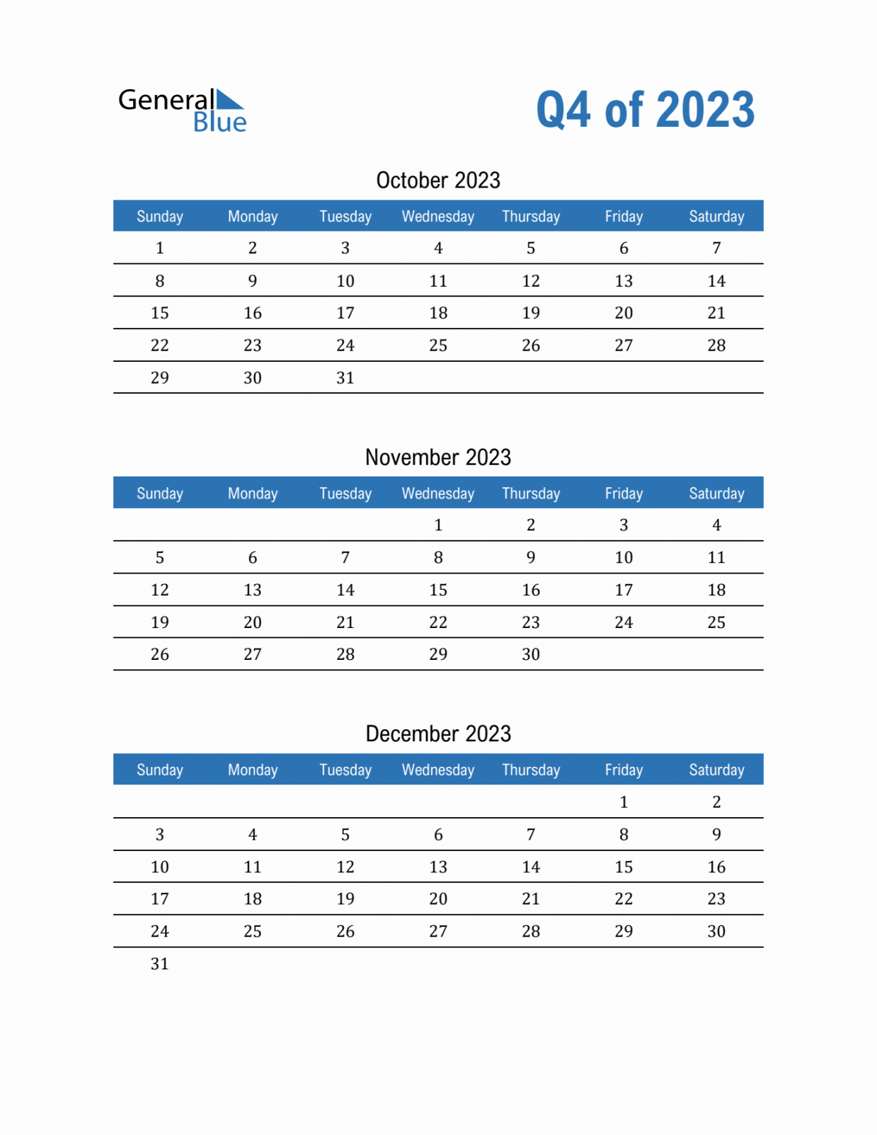 Q Quarterly Calendar  in PDF, Word, Excel