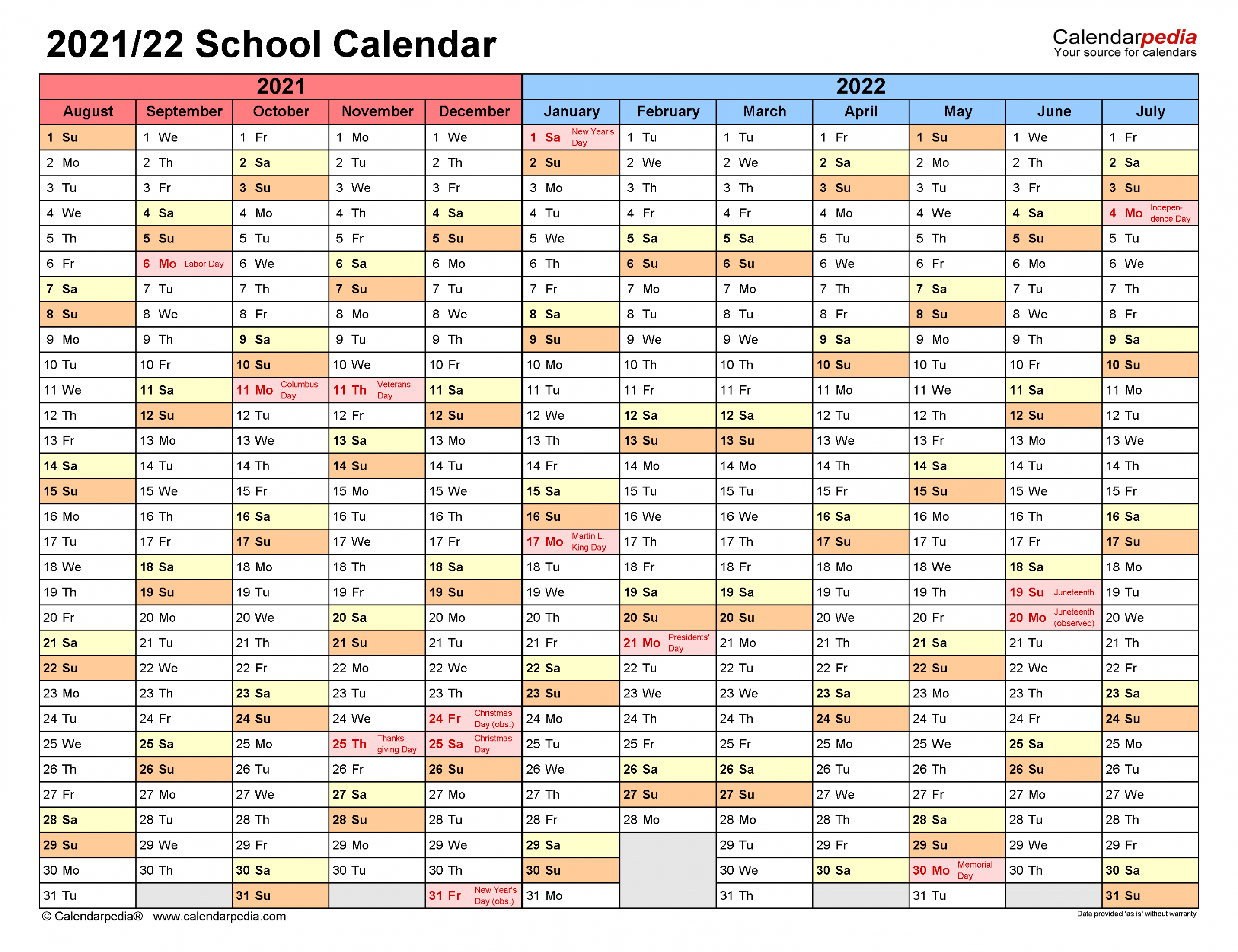 School Calendars / - Free Printable Excel templates