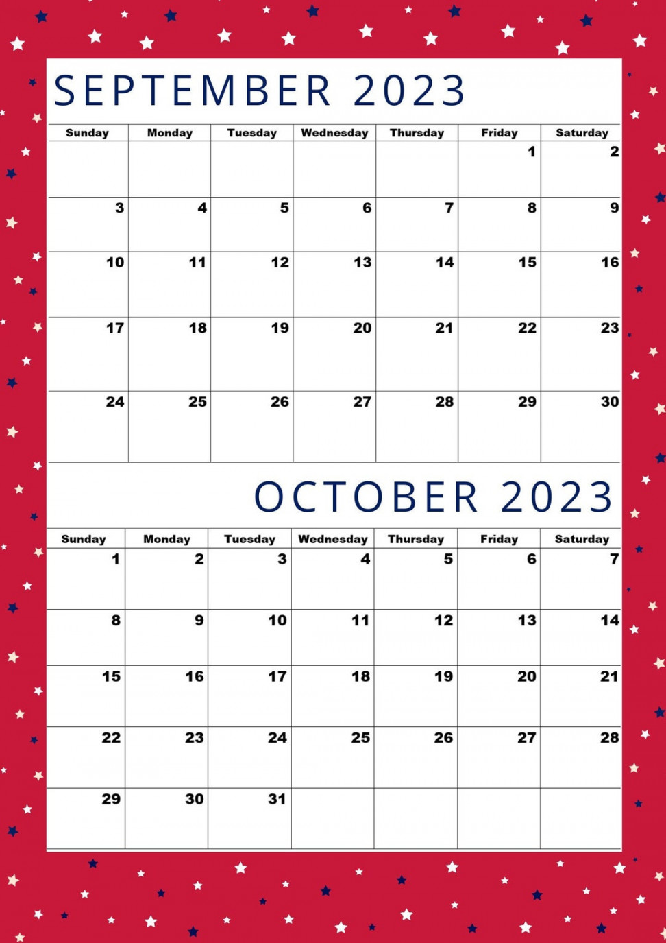 September  Calendaroctober  Calendara Sizetwo - Etsy