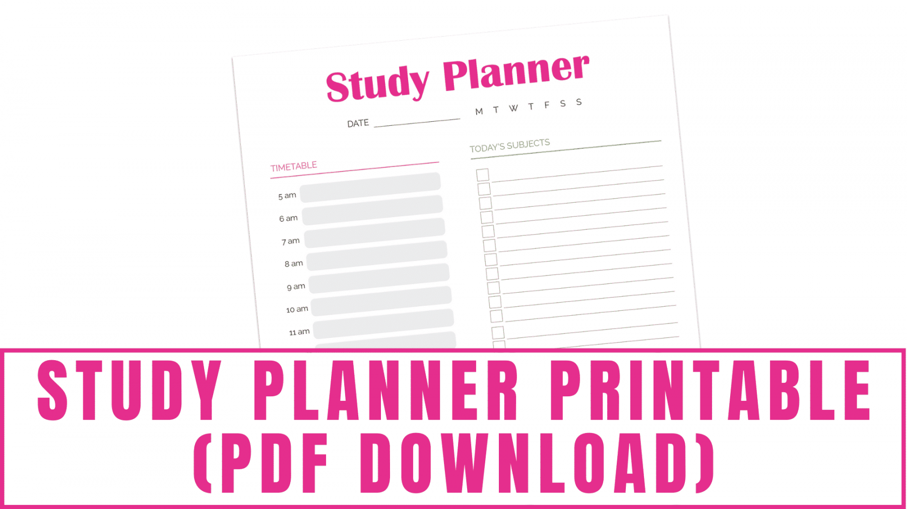 Study Planner Printable (PDF Download) - Freebie Finding Mom