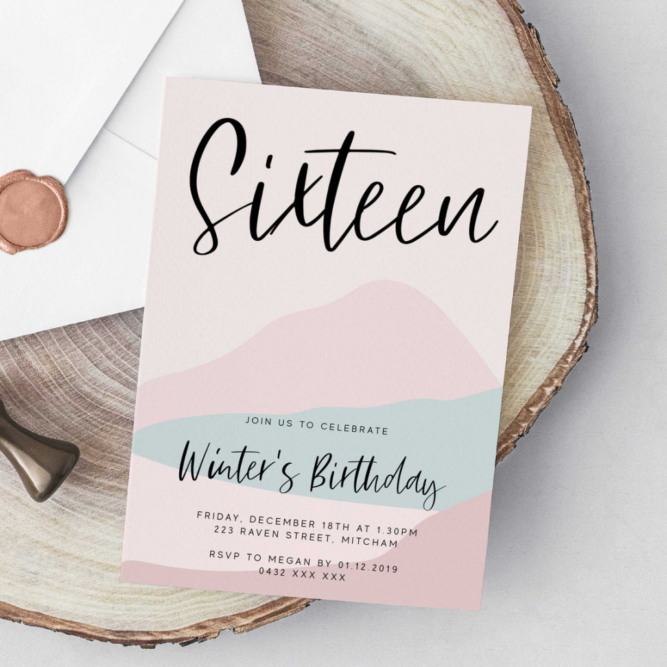 Sweet Sixteen th Birthday Invitation Abstract Pastel - Etsy