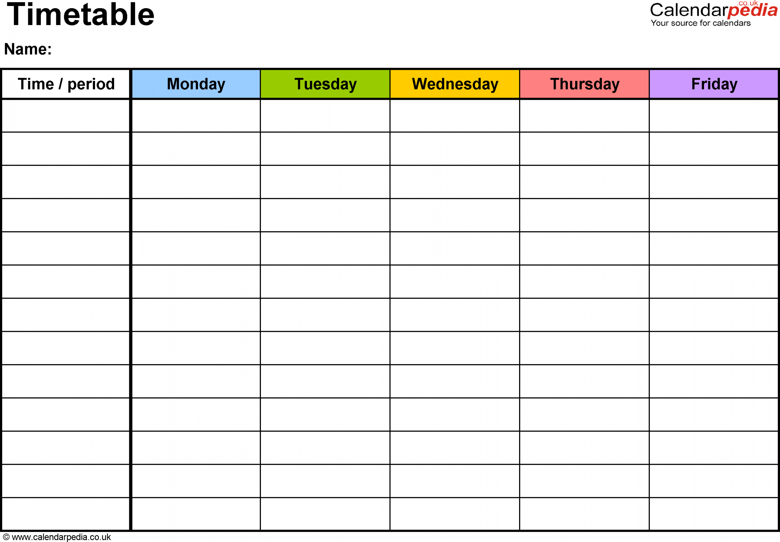 Timetable templates for Microsoft Word - free and printable