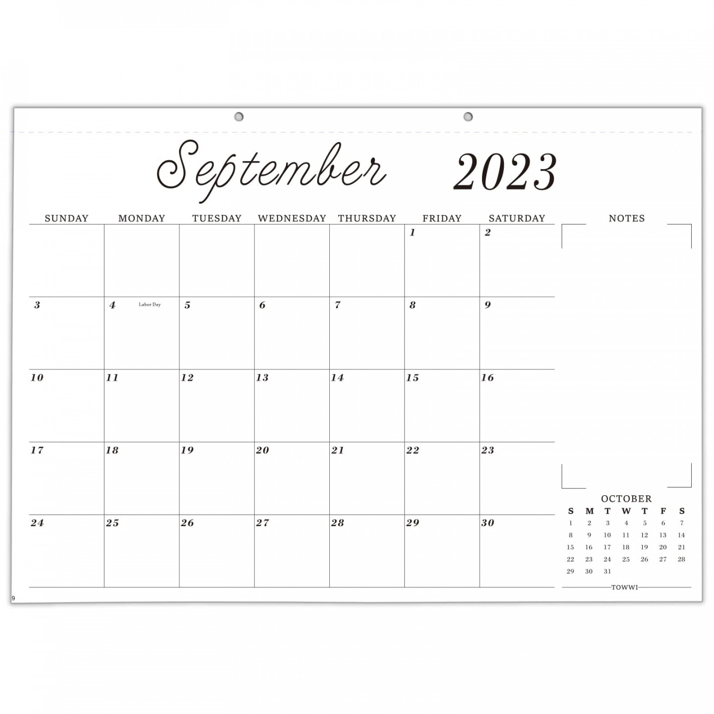 TOWWI - Large Desk Calendar, Aesthetic Desktop Calendar , " x  " Desk Calendar Wall Calendar Black