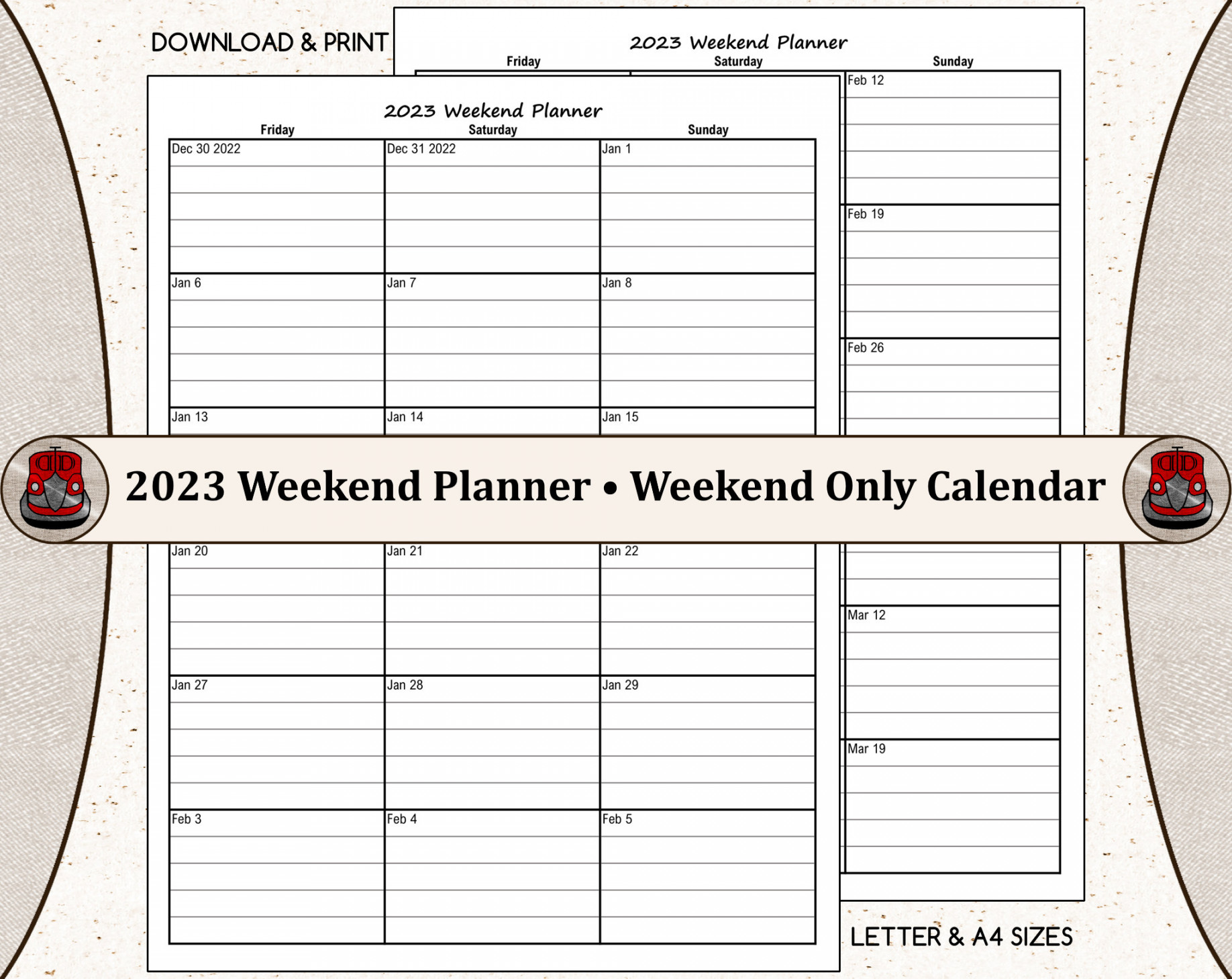 Weekend Planner Weekend Only Calendar US Letter and - Etsy