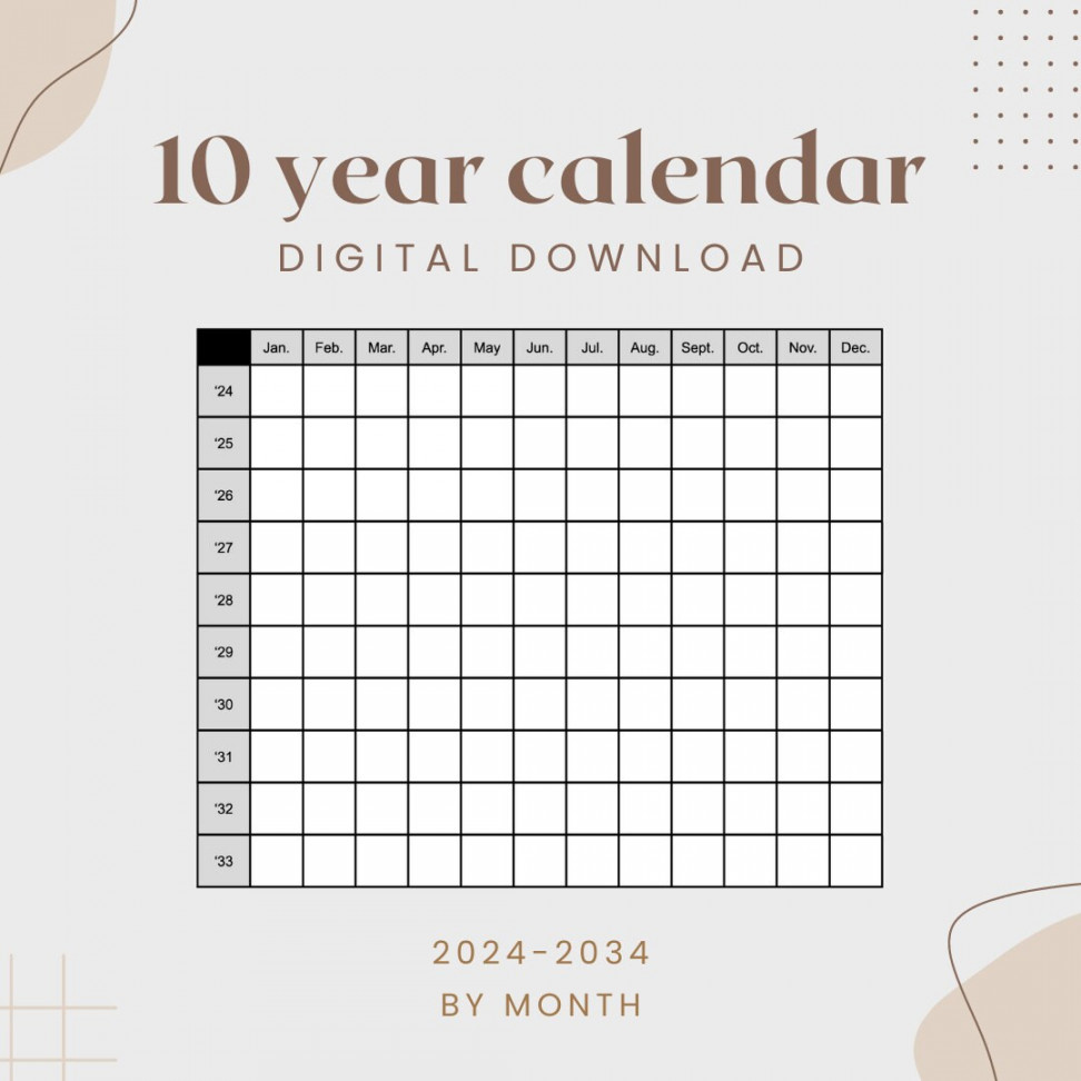 -year Calendar - Digital PDF Download for Long - Etsy
