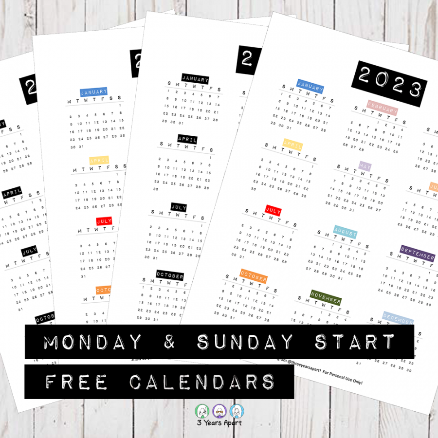 Yearly Calendar Free Printable  Bullet Journal and Planner