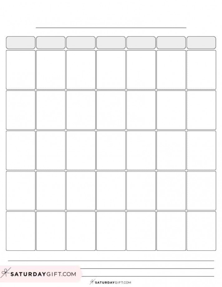 Blank Calendar templates -  Cute & Free Printables  SaturdayGift