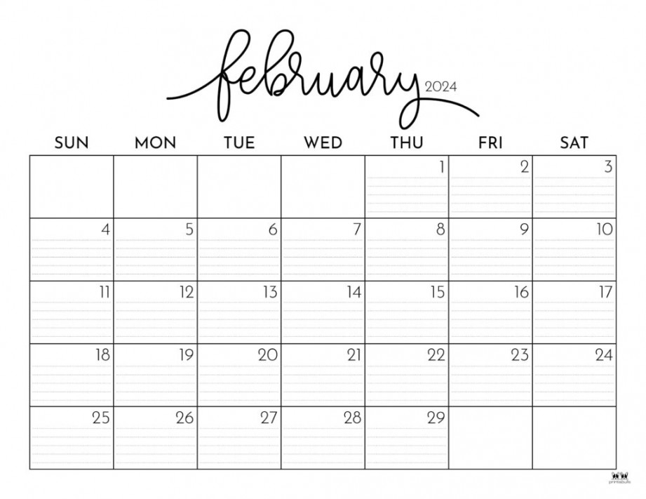 February  Calendars -  FREE Printables  Printabulls