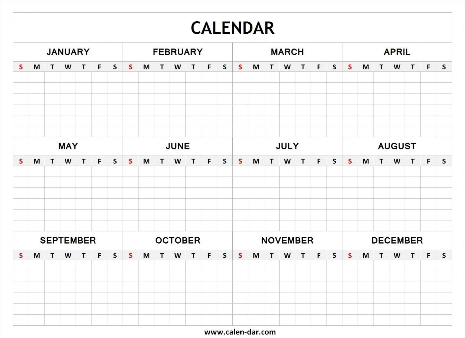 Free Yearly Calendar Template  Blank calendar template, Calendar
