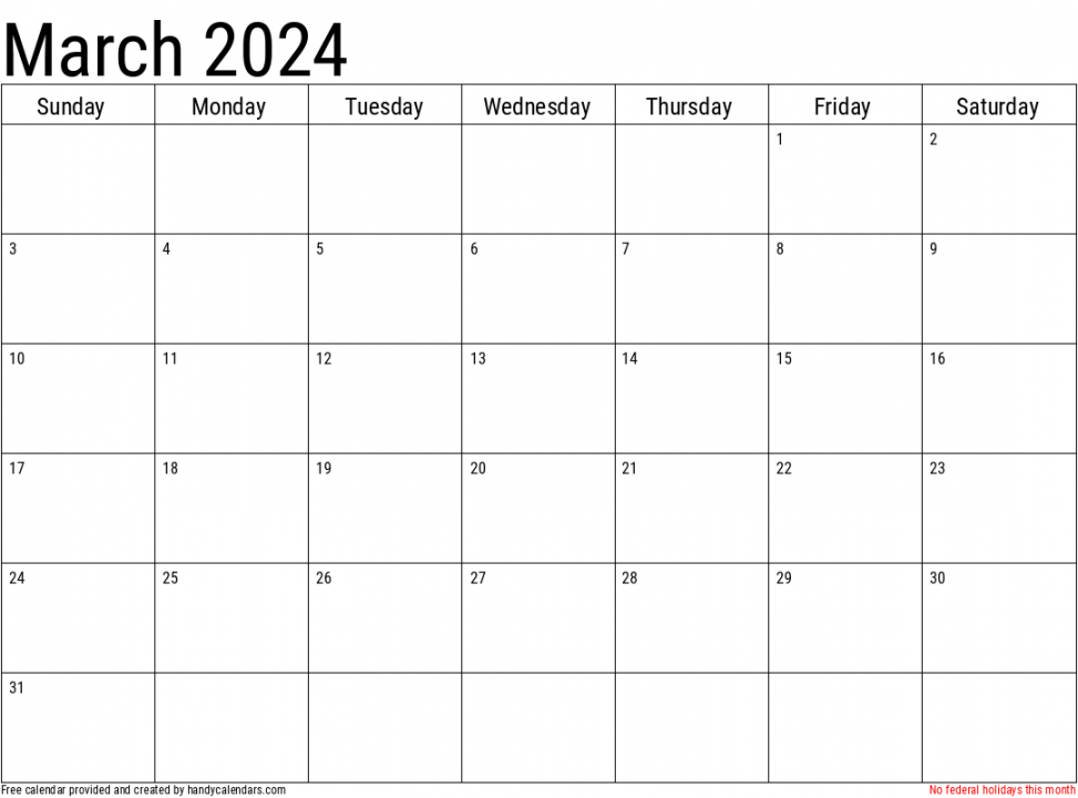 March Calendars - Handy Calendars