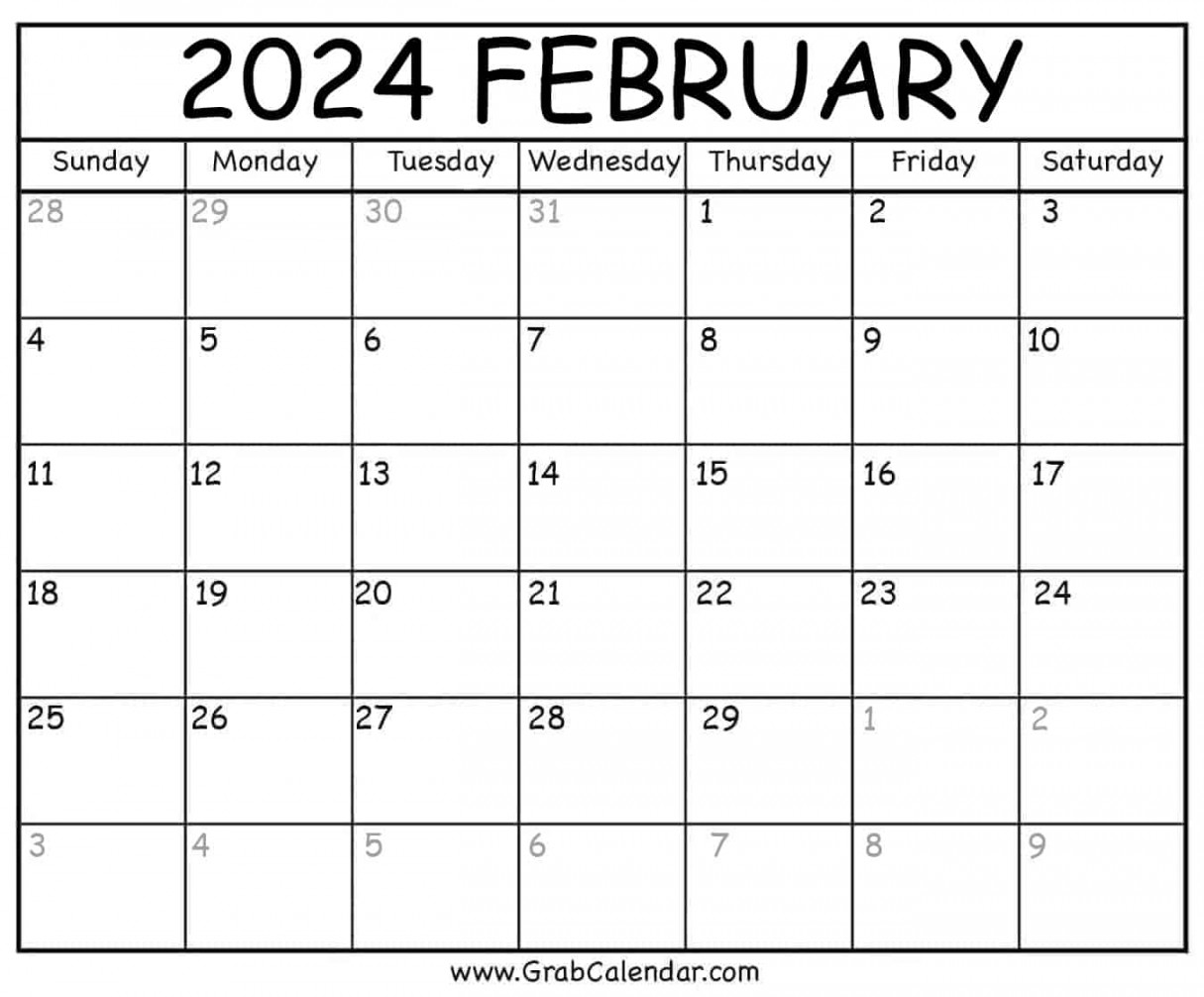 Printable February  Calendar