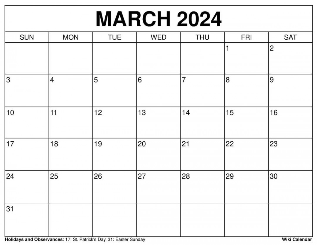 Printable March  Calendar Templates With Holidays