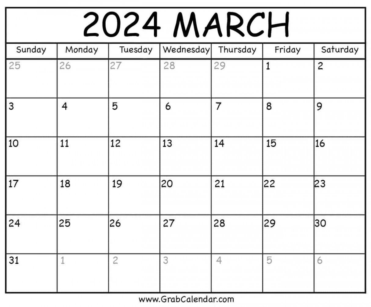 Printable March  Calendar