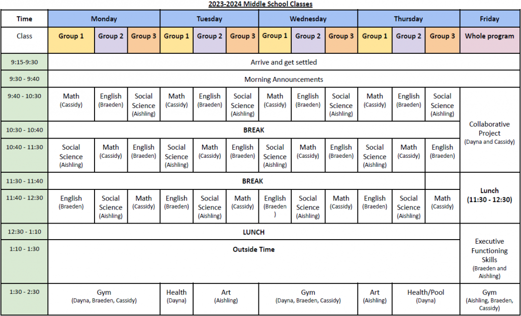 Schedules and School Calendar – YMCA Academy