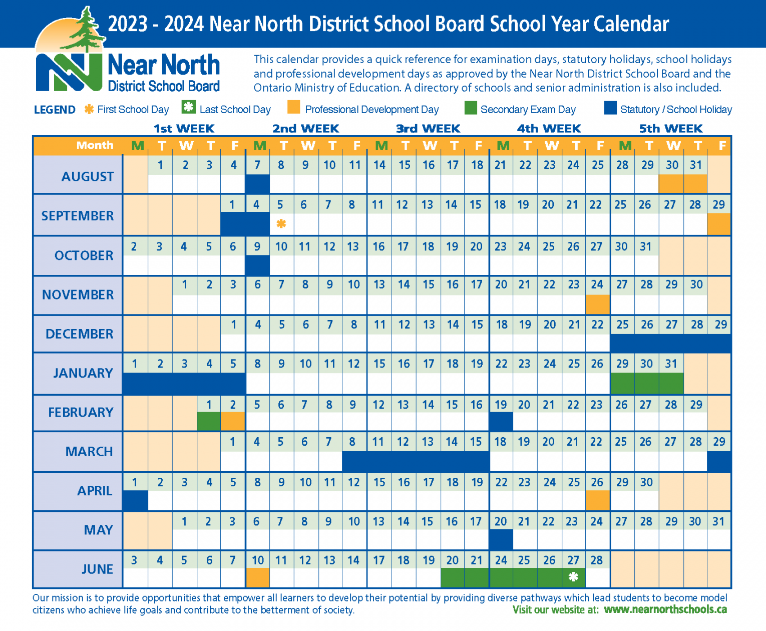 School Year Calendar – Near North District School Board