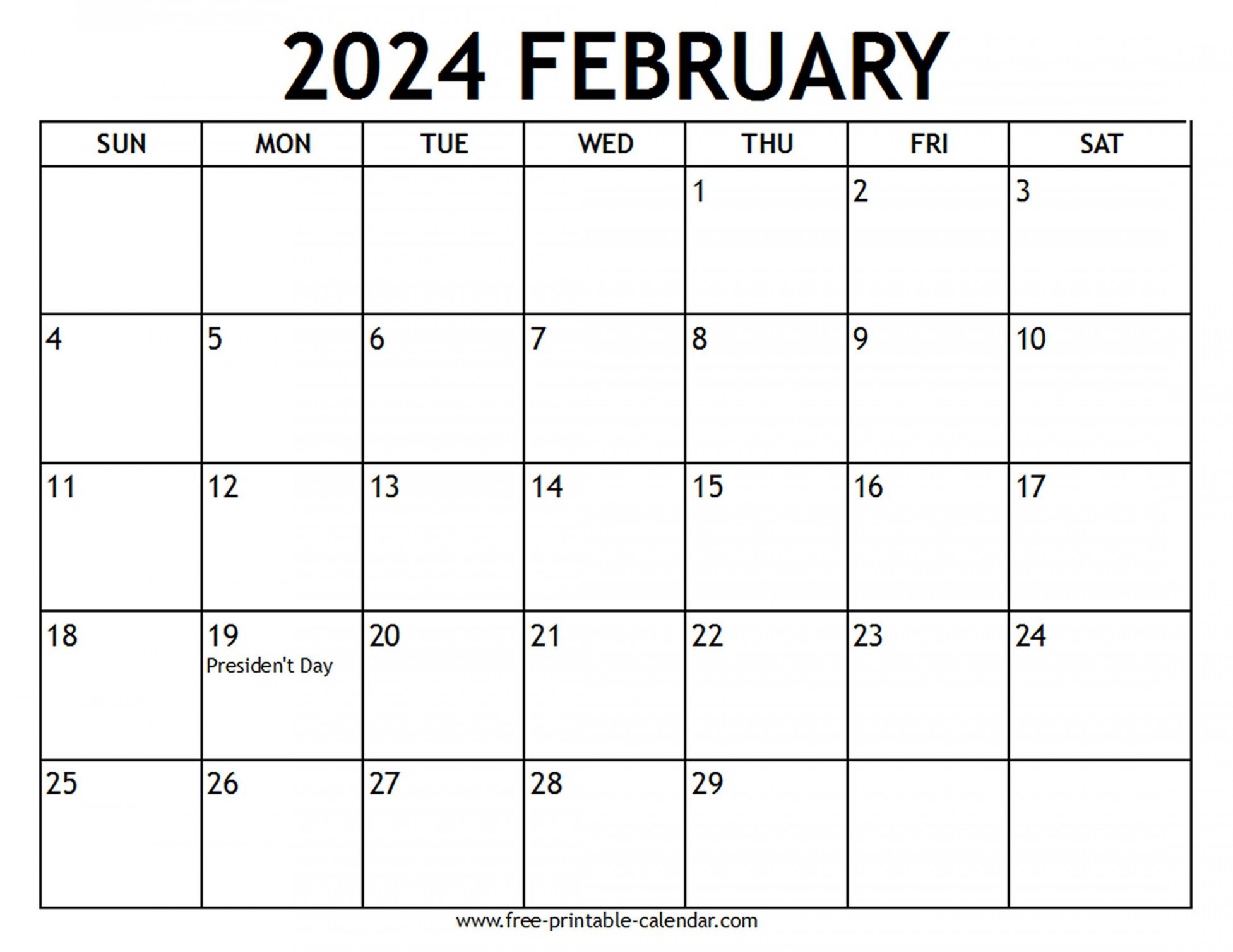 February  Calendar US Holidays - Free-printable-calendar