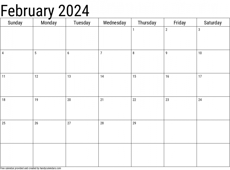 February Calendars - Handy Calendars