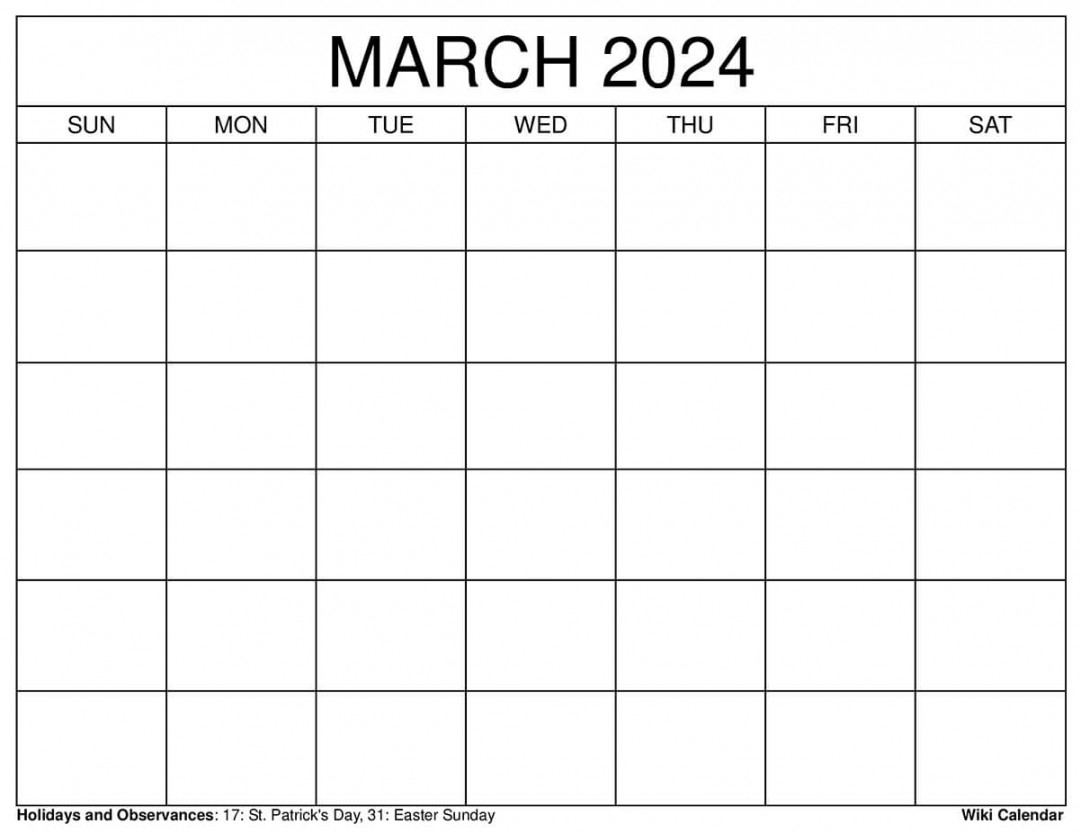 Printable March  Calendar Templates With Holidays